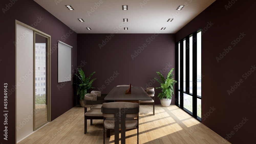 Fototapeta premium modern office meeting room for company wall logo mockup