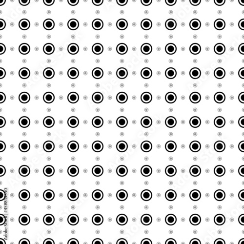 Square seamless background pattern from geometric shapes are different sizes and opacity. The pattern is evenly filled with big black radio button symbols. Vector illustration on white background