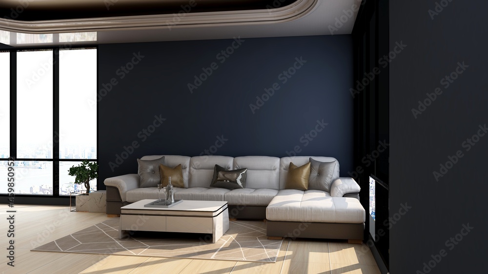 Fototapeta premium modern office lobby waiting room for company logo mockup