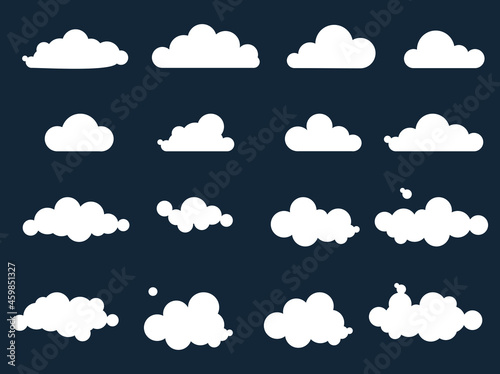 White clouds. On dark background. Banner Icons. Vector. Design elements.