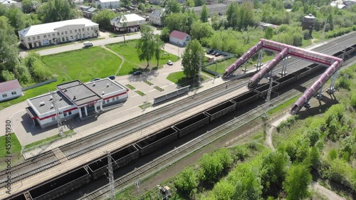 Aerial view of the railway station (Orichi, Kirov region, Russia) photo