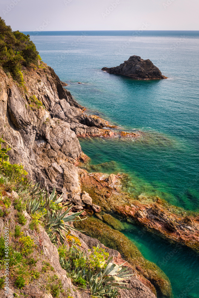 Beautiful coastline of Cinque Terre by the Ligurian Sea, Italy