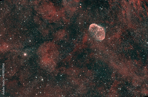 Crescent nebula brain nebula with stars in the night deep sky