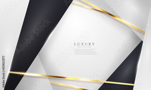 abstract black line arts background luxury white gold Modern