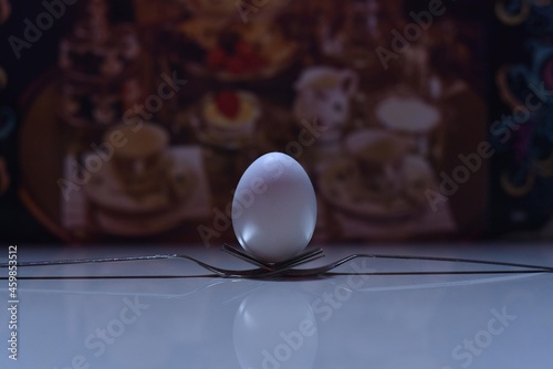 Egg, Egg Placed on Forks, Bangalore, Karnataka, India