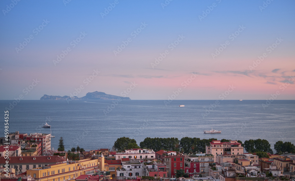View of the island of Capri from a panoramic terrace