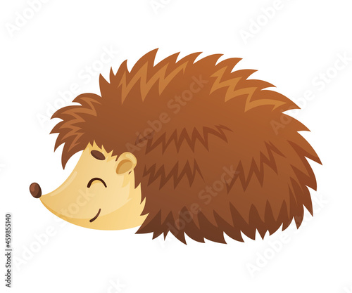 Cute adorable hedgehog baby animal cartoon vector illustration on white background