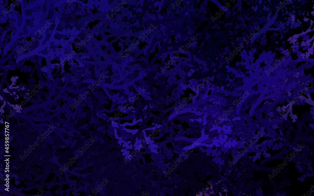 Dark Purple vector doodle backdrop with trees, branches.