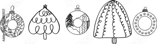 Christmas decorations Christmas balls isolated vector elements. Christmas doodles