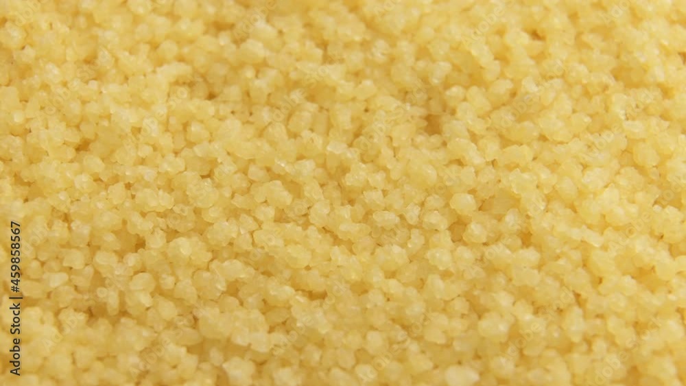 Croup couscous close up slowly rotates Croup couscous close up slowly rotates