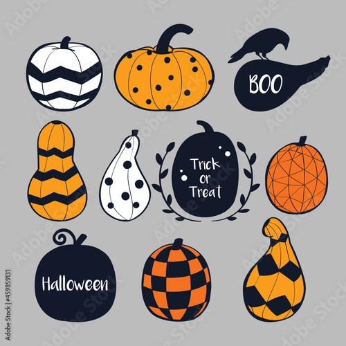halloween pumpkin set, vector illustration