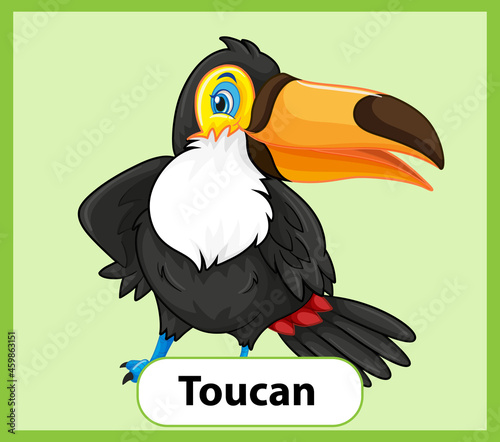 Educational English word card of Toucan