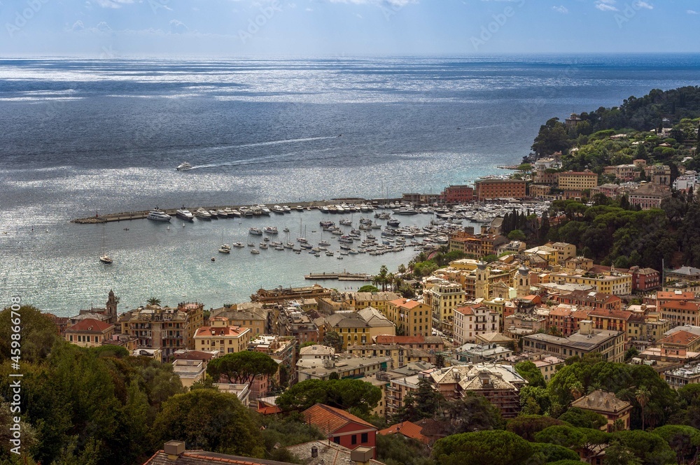 Europe.Italy. Liguria. Gulf of Tigullio, Italian Riviera. Aerial view of the village of Santa Margherita