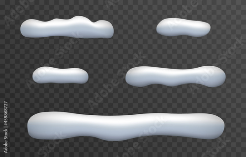 Set of vector snow drifts on isolated transparent background. Snow png, snowdrifts, winter. Winter design element.