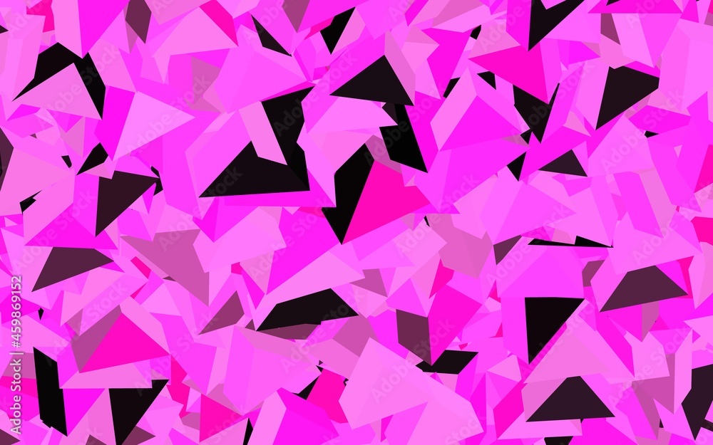 Dark Pink vector background with triangles.