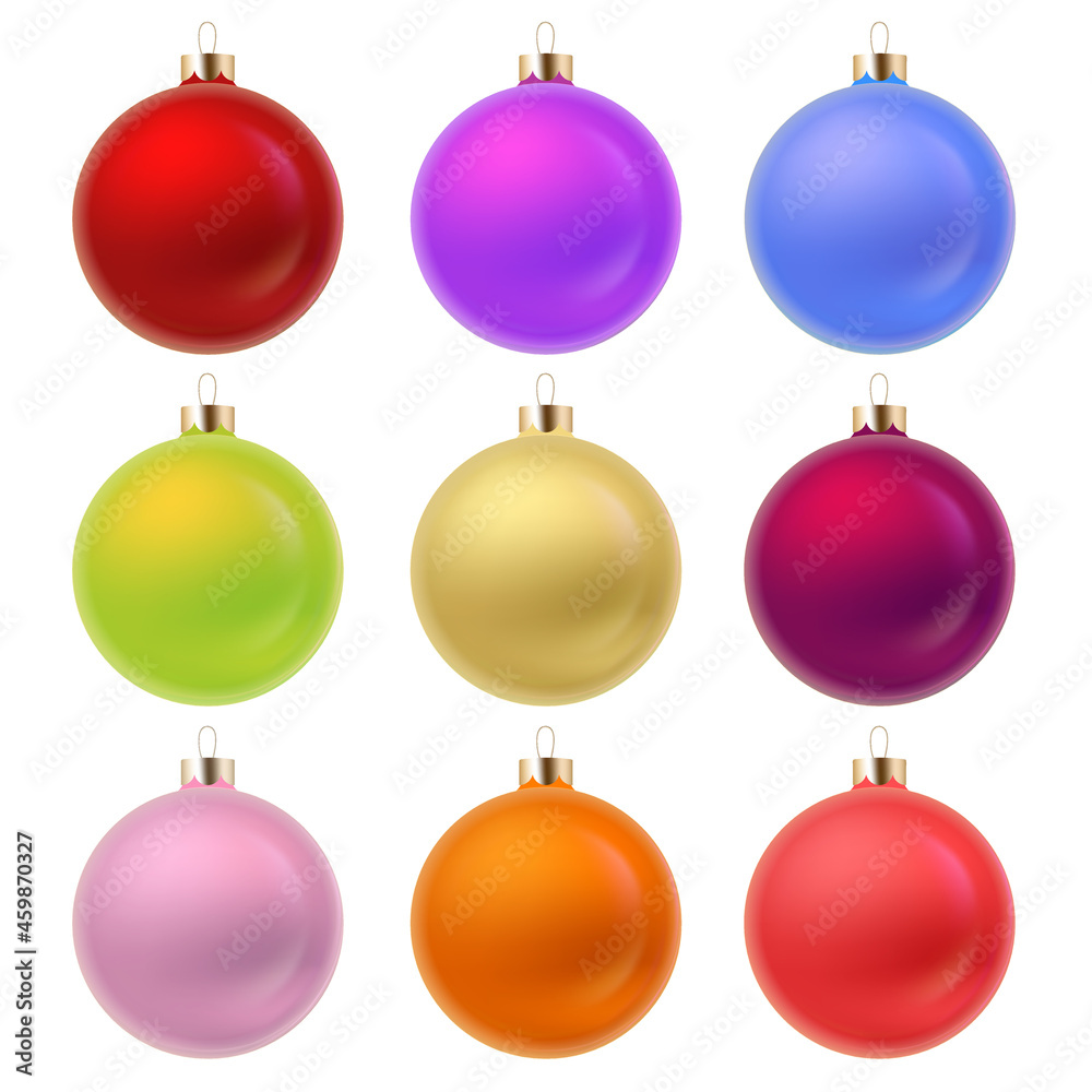 Christmas tree balls. Vector New Year toys isolated on white background Christmas tree balls. Vector New Year toys isolated on white background