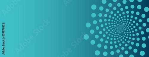 Minimal abstract green blue background template with golden ratio elements. Geometric website header or banner design with spiral circle fibonacci pattern.