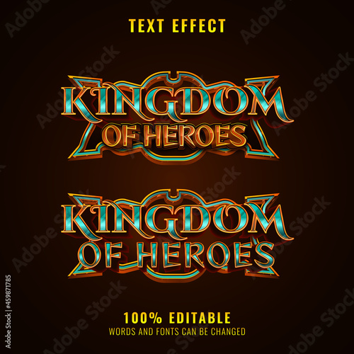 fantasy kingdom of heroes rpg medieval game logo title text effect with frame photo