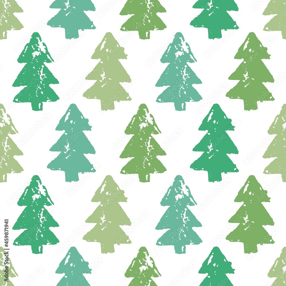 shabby hand drawn fir-trees on white background. seamless paint winter pattern with spruce. shabby hand drawn fir-trees on white background. seamless paint winter pattern with spruce.
