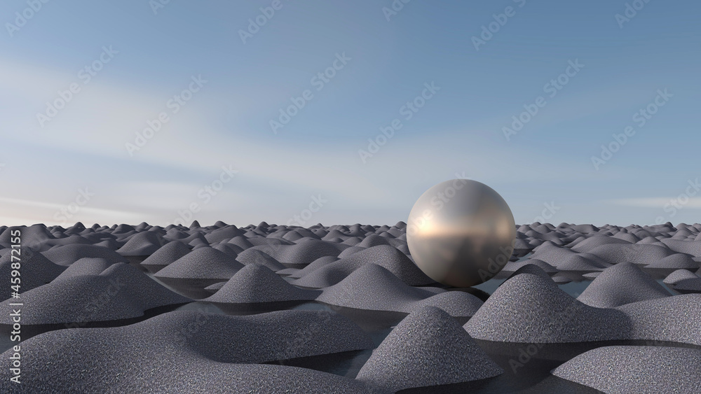 Fototapeta premium Desert with sky background. 3D illustration, 3D rendering 