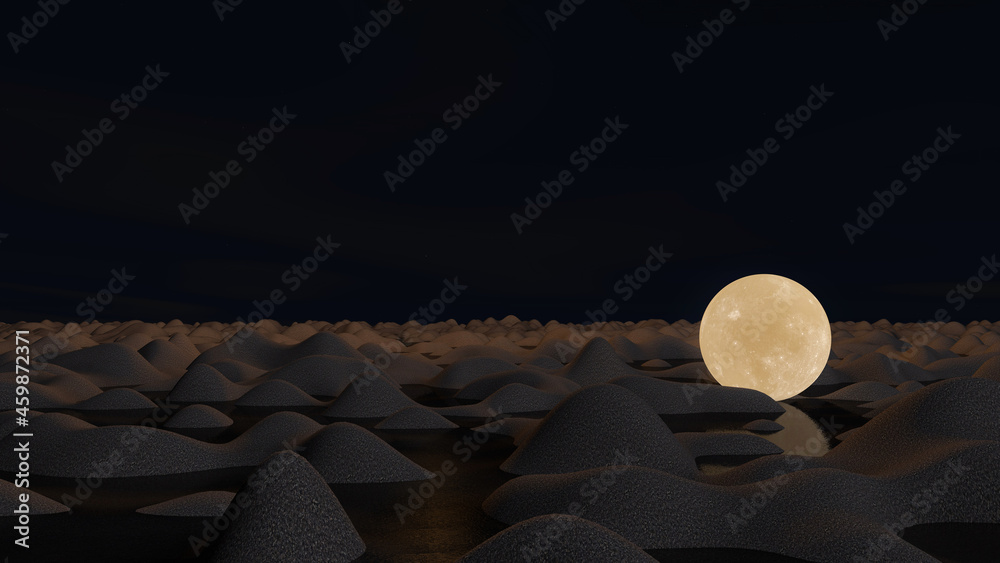 Obraz premium Desert with sky background. 3D illustration, 3D rendering 