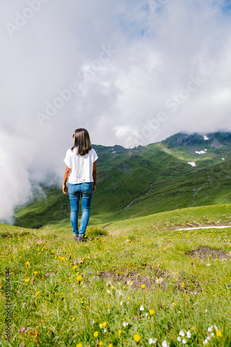 Grindelwald, Switzerland with parts of Mattenberg in the background, Bernese above Bachalpsee lake. Highest peaks Eiger, Jungfrau and Faulhorn famous location. Switzerland Alps, Grindelwald valley  photo