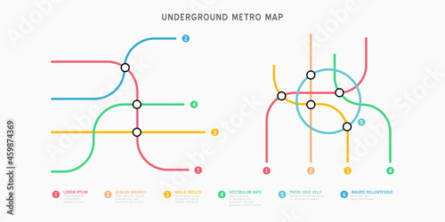 City Subway transportation scheme. Underground connection top view.