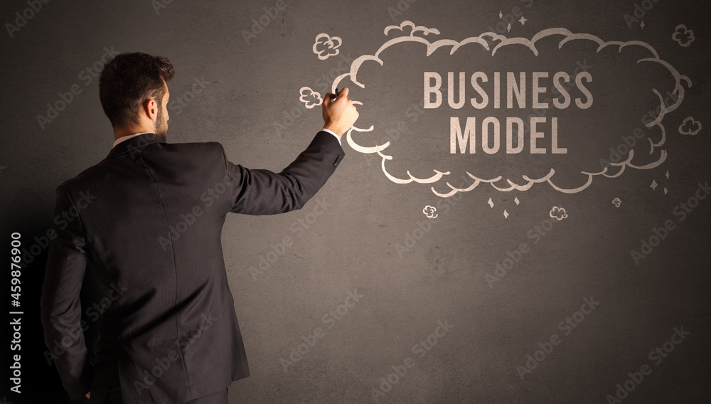 businessman drawing a cloud with inscription businessman drawing a cloud with inscription
