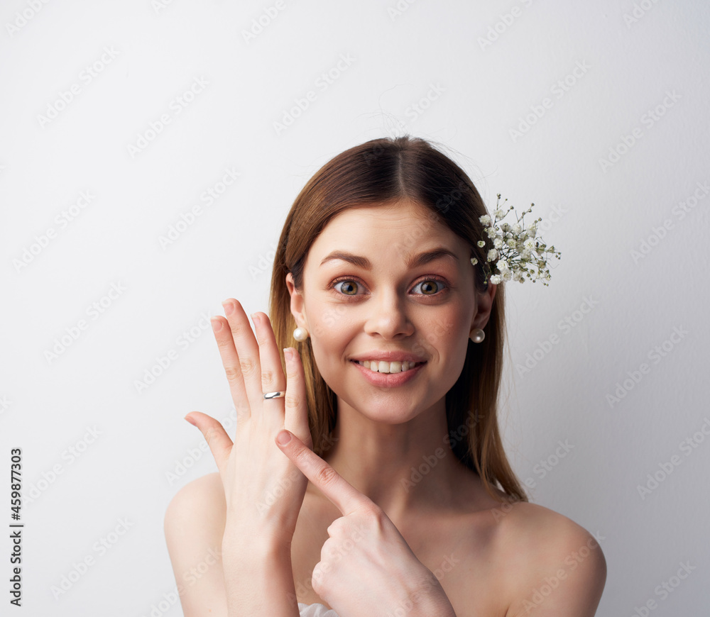 pretty woman attractive look flowers in hair decorations pretty woman attractive look flowers in hair decorations