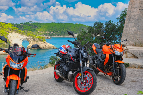 Gargano mountains, parked motorcycles photo