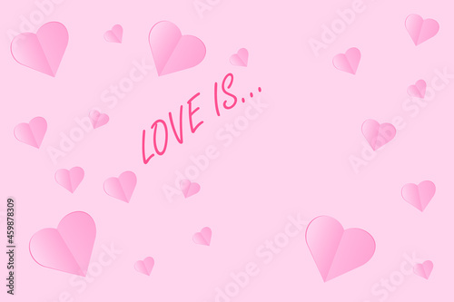 Happy valentine's day. Paper hearts in vector art. Congratulatory background with an inscription and hearts.
