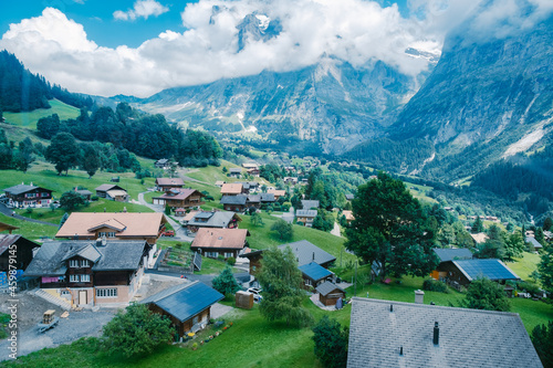 Grindelwald, Switzerland with parts of Mattenberg in the background, Bernese above Bachalpsee lake. Highest peaks Eiger, Jungfrau and Faulhorn famous location. Switzerland Alps, Grindelwald valley  photo