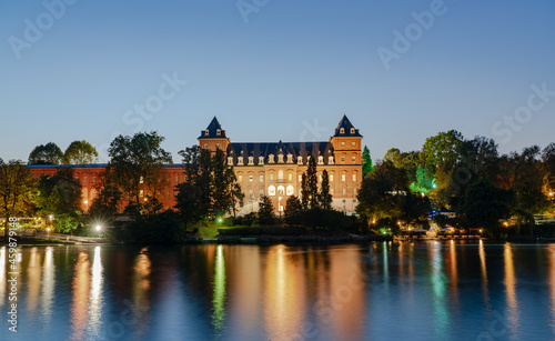 Valentino Park in Turin at sunset time, The Castle