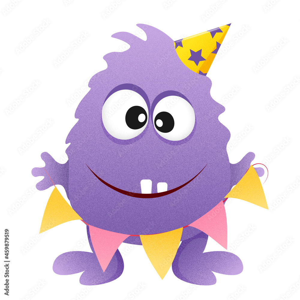 Colorful cute monster. Funny cartoon character. Vector illustration.