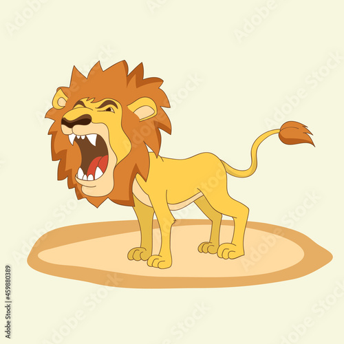 A roaring lion with a huge mouth.
