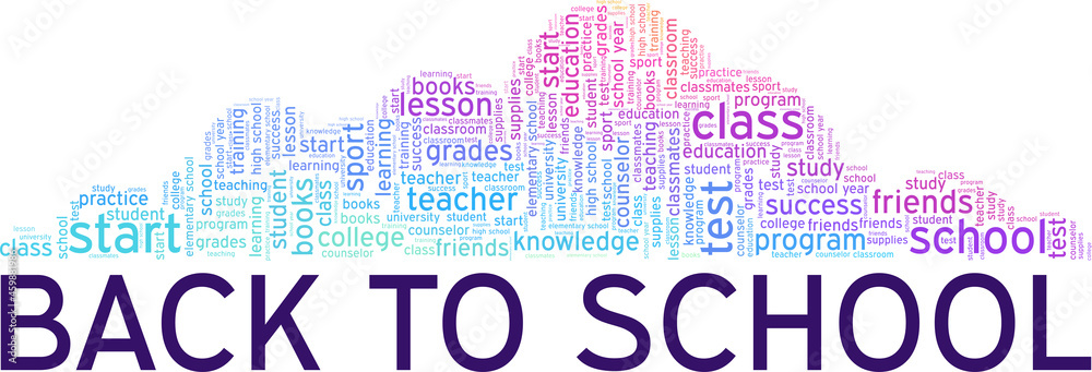 Fototapeta premium Back to school vector illustration word cloud isolated on white background.