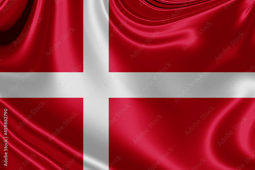 denmark fabric flag waving . 3D illustration denmark fabric flag waving . 3D illustration