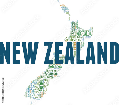 New Zealand - Aotearoa vector illustration word cloud isolated on white background.