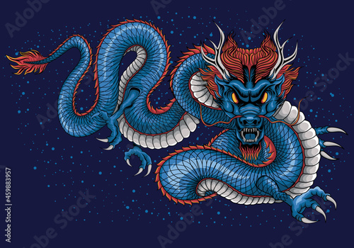 The blue dragon vector illustration