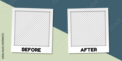 Before And After Picture Template Concept - Vector Illustration Isolated On Two Color Background