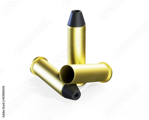 Pistol bullets, 3D rendering isolated on white background