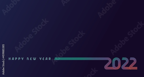 2022 creative logo colored gradient lines design Happy New Year. New Year vector greeting illustration with numbers 20 and 22 on blue background. Concept digits template graphic design
