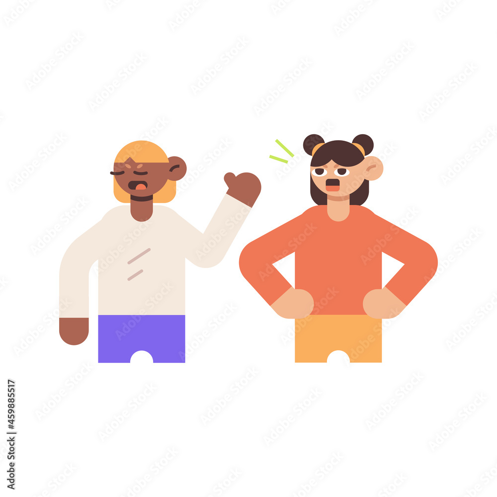 Adult People Expressing Shouting and Leave Flat Illustration