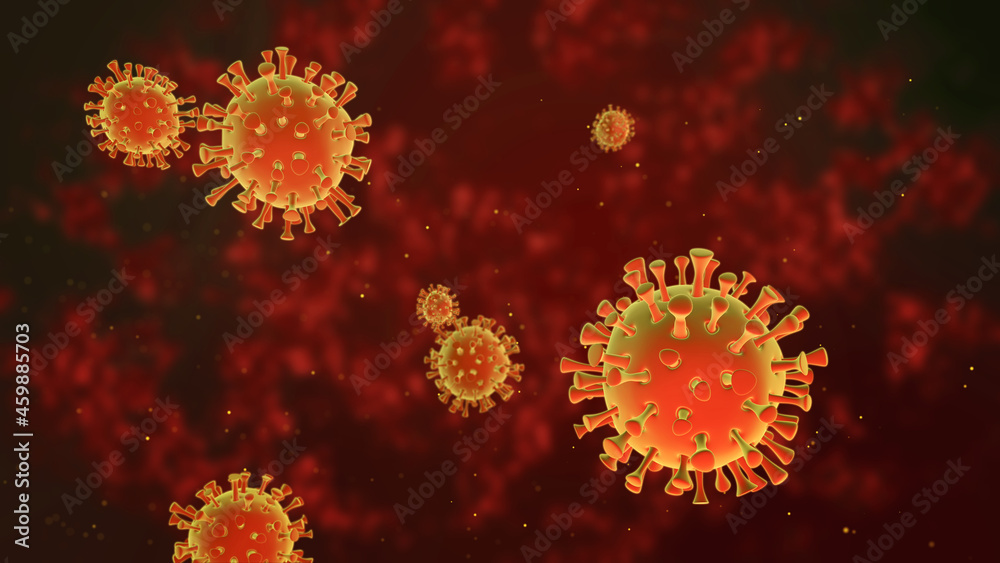 Infected virus cells. 3D Rendering concept for Coronavirus. 2019-nCoV, SARS and MERS.
