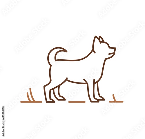 Chihuahua dog silhouette, outline hand-drawn vector illustration for veterinary logo symbol or petshop advertising