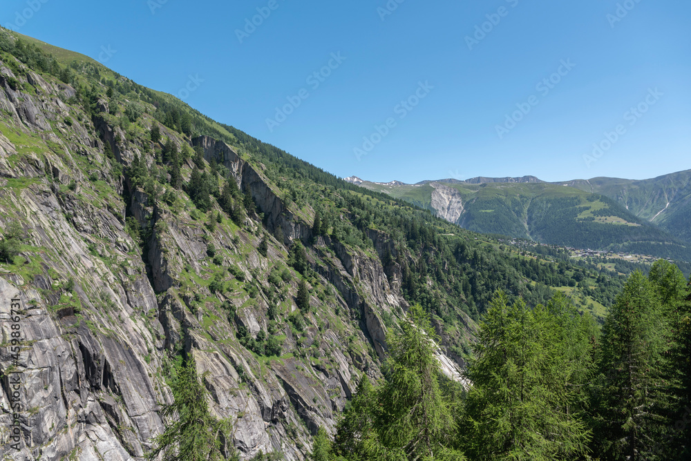 Landscape between Bellwald and Aspi-Titter suspension bridge near Fieschertal