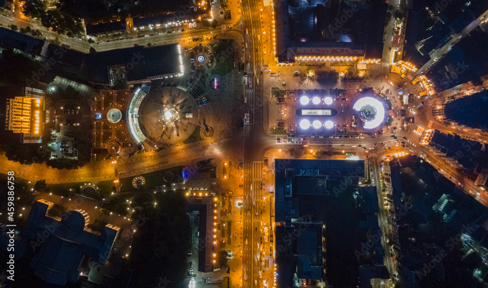 Night Kyiv. Aerial photography, drone. Night Kyiv. Aerial photography, drone.