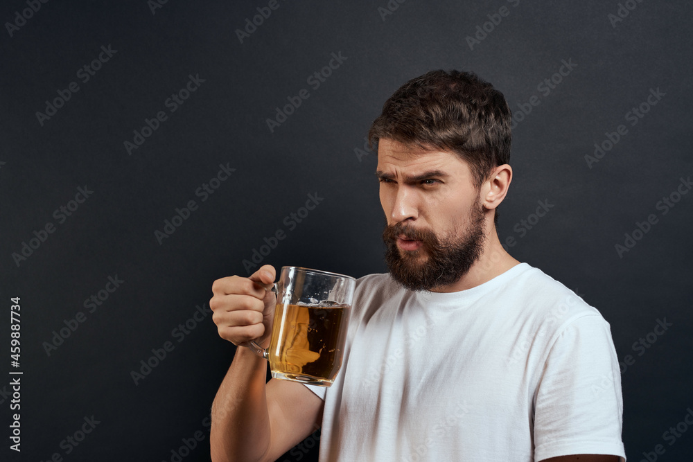 bearded man with beer alcohol bar lifestyle bearded man with beer alcohol bar lifestyle