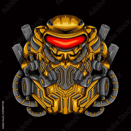 Security robot cyberpunk design illustration
