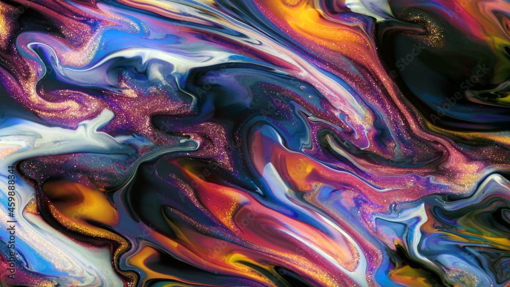 Fluide liquide art acrylic oil paints texture. Backdrop abstract mixing